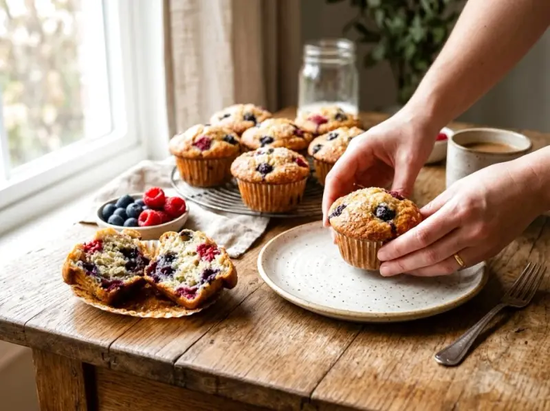 Muffinki jogurtowe z owocami. Sposób na puszyste ciasto