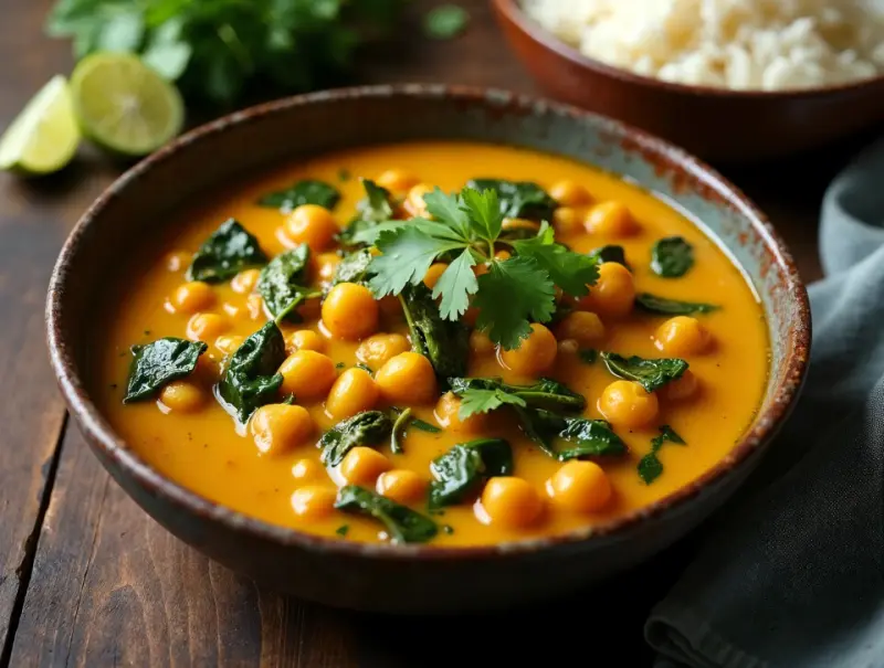 Curry z ciecierzycą i szpinakiem – jak zrobić kremowe i sycące wegańskie danie w 30 minut?