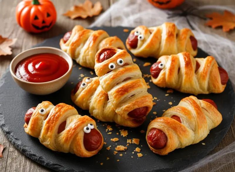 Parówki mumie na Halloween. Szybka i zabawna przekąska