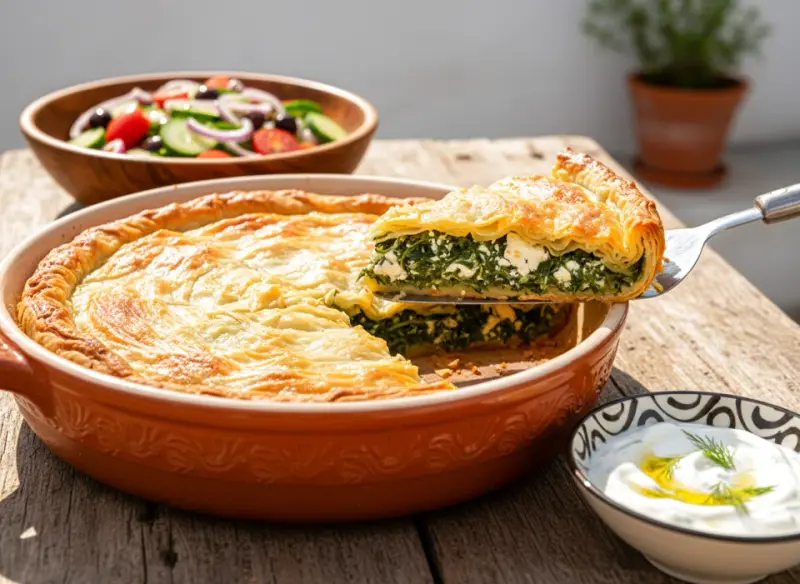 Chrupiąca spanakopita. Prosty przepis na grecki placek ze szpinakiem