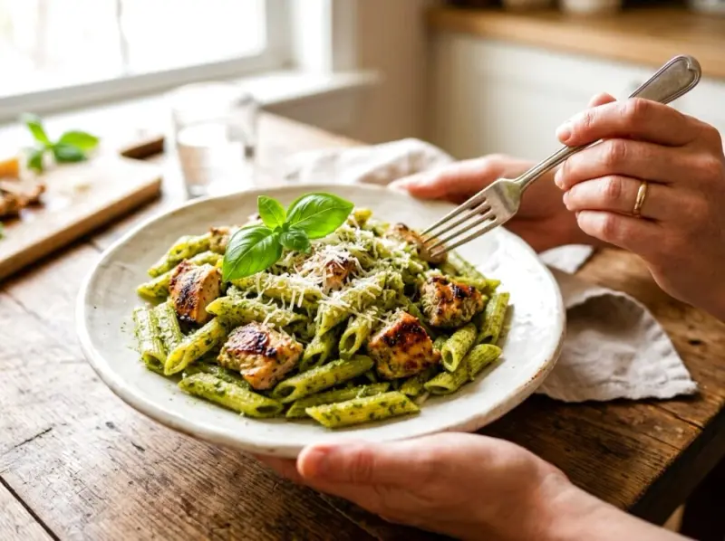 Jak zrobić makaron z pesto i kurczakiem z 5 składników? Szybki przepis na obiad
