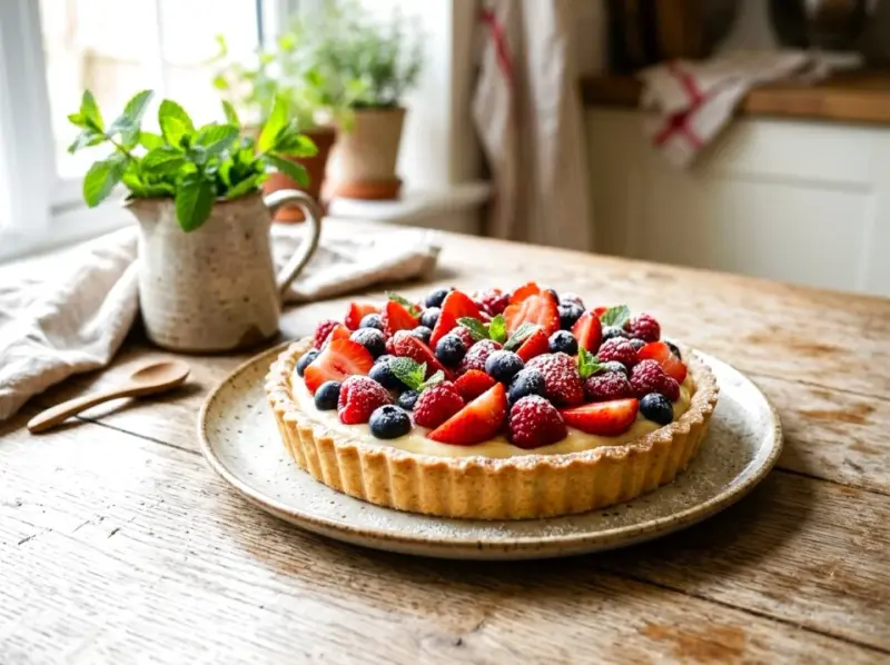 Tarta z owocami i kremem – przepis na kruchy deser