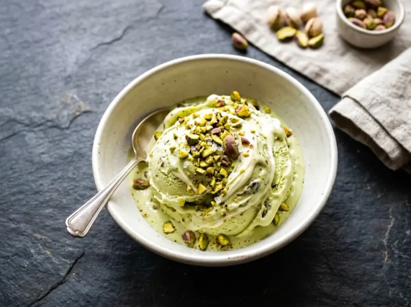 Lody pistacjowe z białą czekoladą